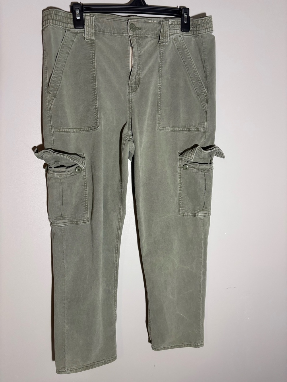 American Eagle Women’s 14 Olive Green Cargo Utility Pants Stretch Waist